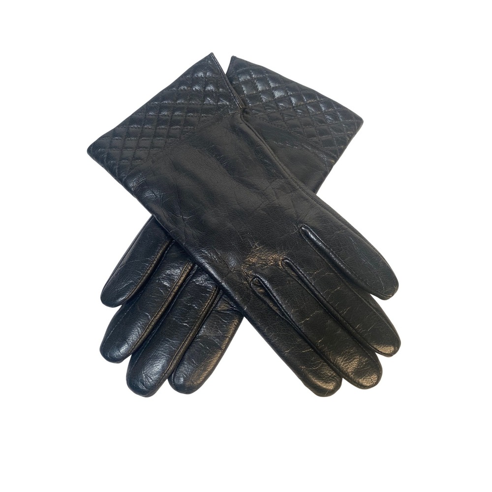 Unbranded Leather Winter Gloves Womens One Size Black Quilted Thinsulate Cuffs